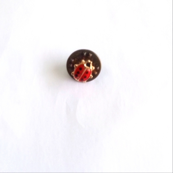 Ladybug Pinback Vintage Lapel Hat/Cap Red & Black Enameling On Gold Tone Metal - Picture 1 of 4